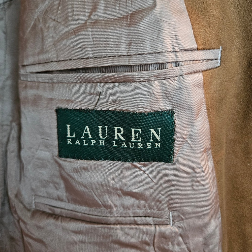 Vtg Lauren Ralph Lauren Faux Suede Blazer Sports Coat Men 42S Jacket Western Y2K - Picture 3 of 16